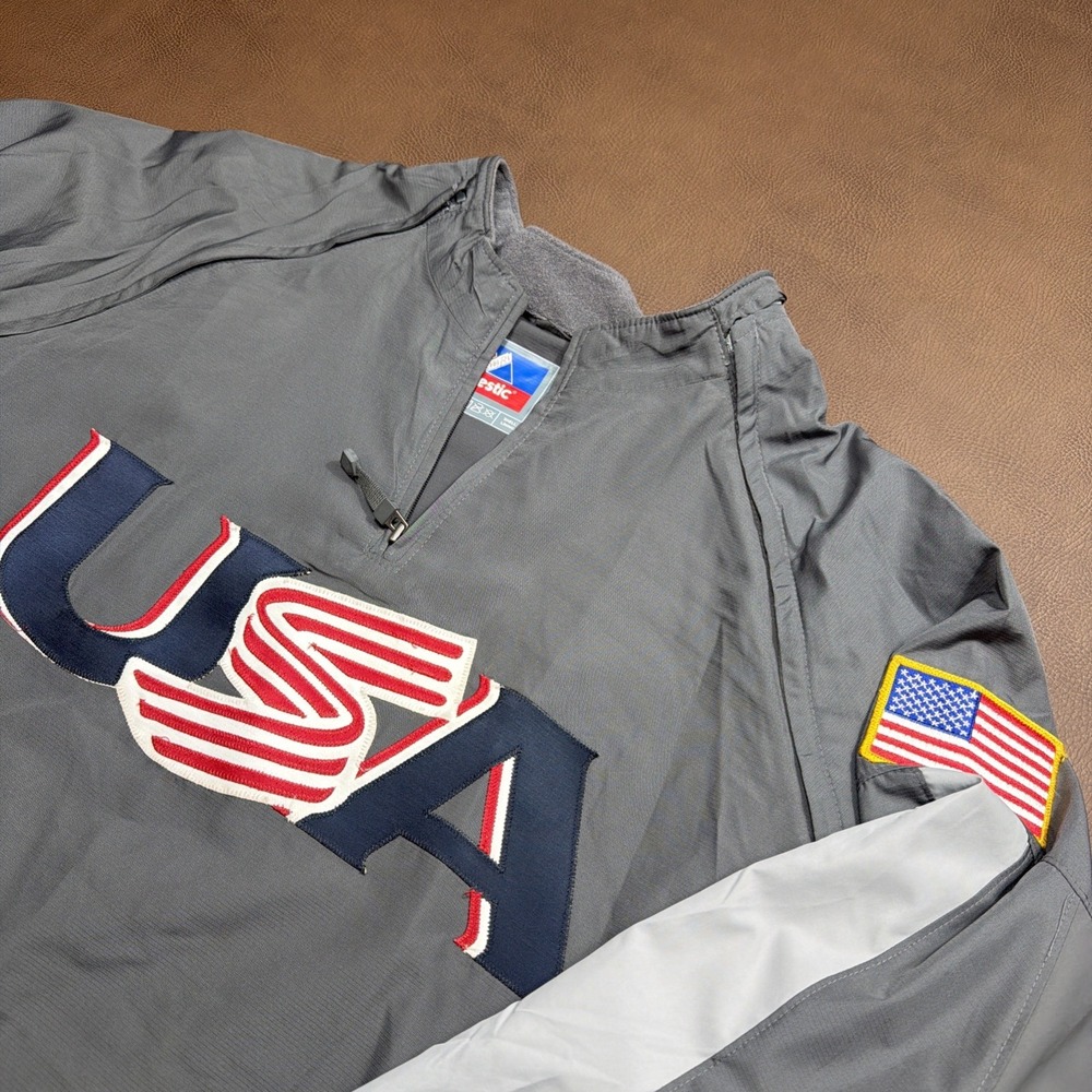 Majestic CoolBase USA Olympics Baseball Pullover Windbreaker Convertible Jacket
